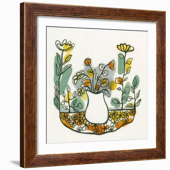 Illustration of Flowers in Vase on Flowerbed-Marie Bertrand-Framed Giclee Print