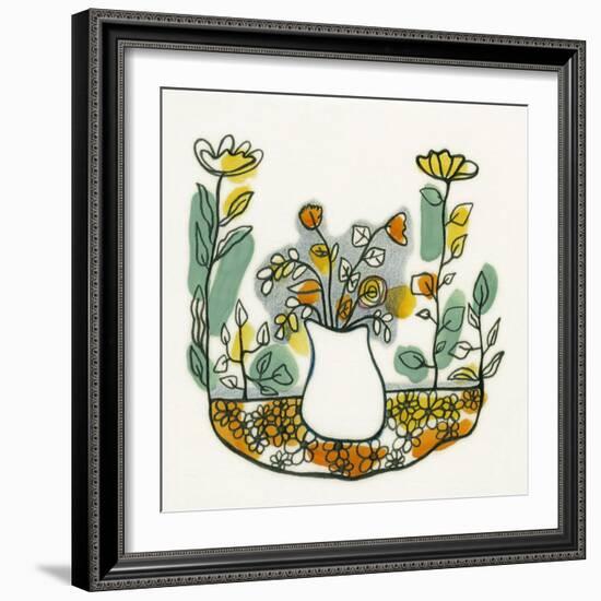 Illustration of Flowers in Vase on Flowerbed-Marie Bertrand-Framed Giclee Print