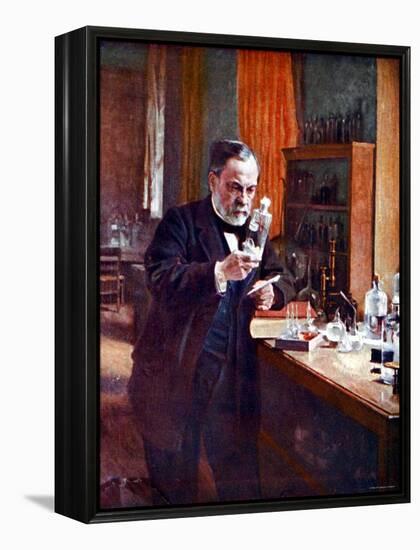 Illustration of French Chemist Louis Pasteur Working in His Laboratory-null-Framed Premier Image Canvas