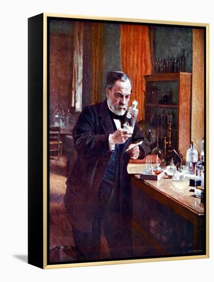 Illustration of French Chemist Louis Pasteur Working in His Laboratory-null-Framed Premier Image Canvas