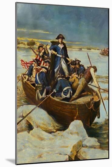Illustration of George Washington and Men on Frozen Potomac-null-Mounted Giclee Print