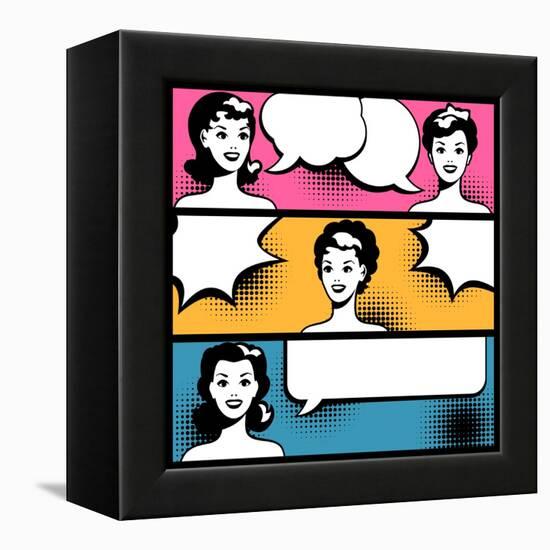 Illustration of Girl in Style Pop Art-incomible-Framed Stretched Canvas