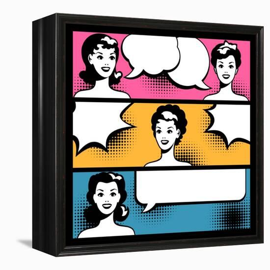 Illustration of Girl in Style Pop Art-incomible-Framed Stretched Canvas