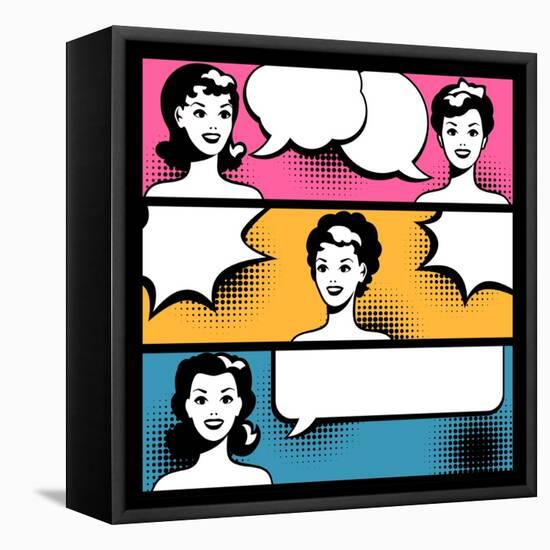 Illustration of Girl in Style Pop Art-incomible-Framed Stretched Canvas