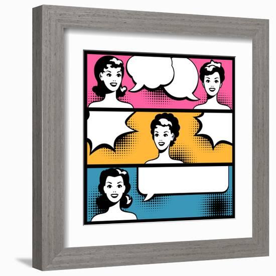 Illustration of Girl in Style Pop Art-incomible-Framed Art Print