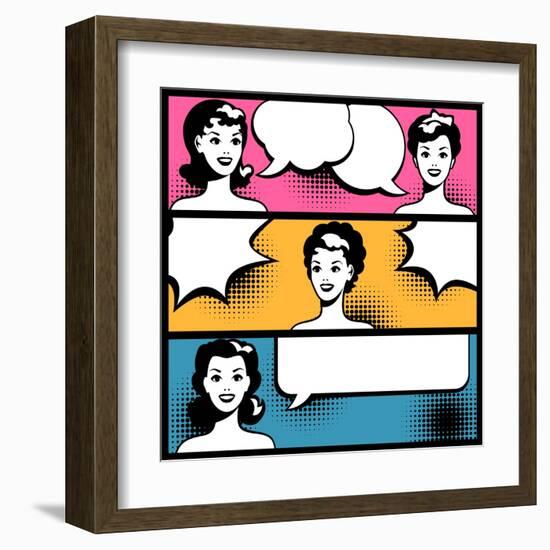 Illustration of Girl in Style Pop Art-incomible-Framed Art Print