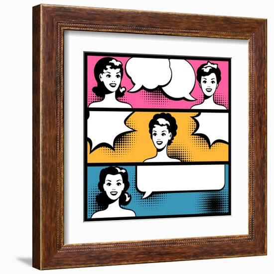 Illustration of Girl in Style Pop Art-incomible-Framed Art Print