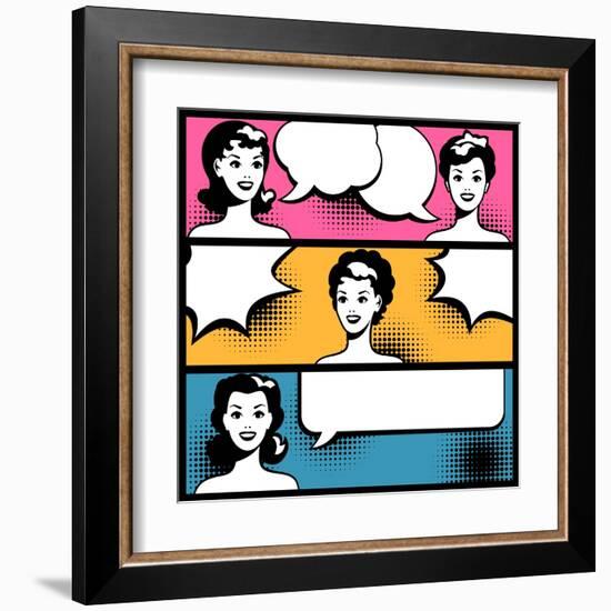 Illustration of Girl in Style Pop Art-incomible-Framed Art Print