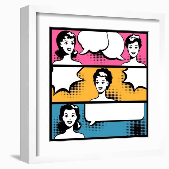 Illustration of Girl in Style Pop Art-incomible-Framed Art Print