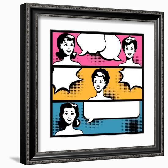 Illustration of Girl in Style Pop Art-incomible-Framed Art Print