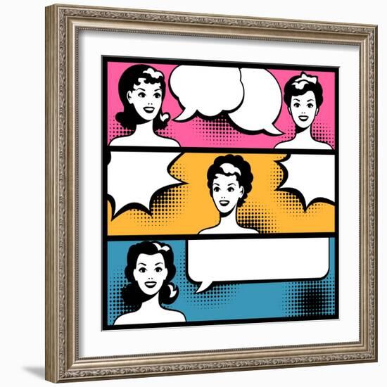 Illustration of Girl in Style Pop Art-incomible-Framed Art Print