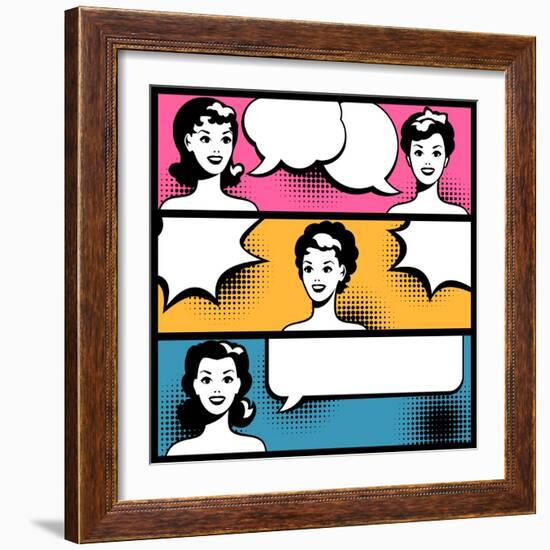 Illustration of Girl in Style Pop Art-incomible-Framed Art Print