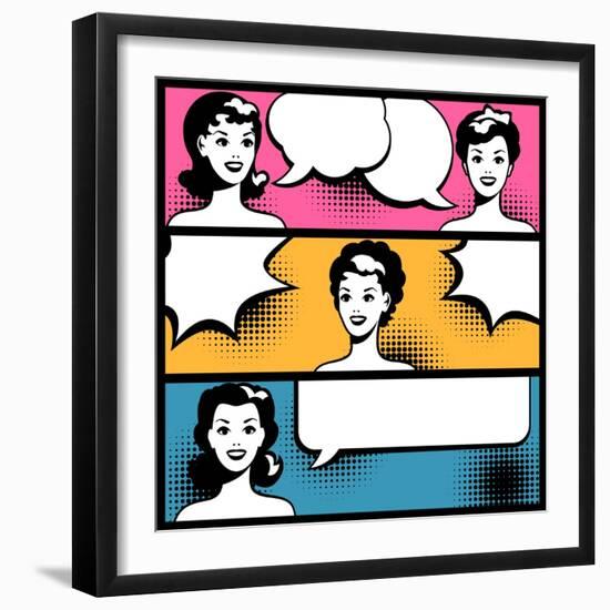 Illustration of Girl in Style Pop Art-incomible-Framed Art Print