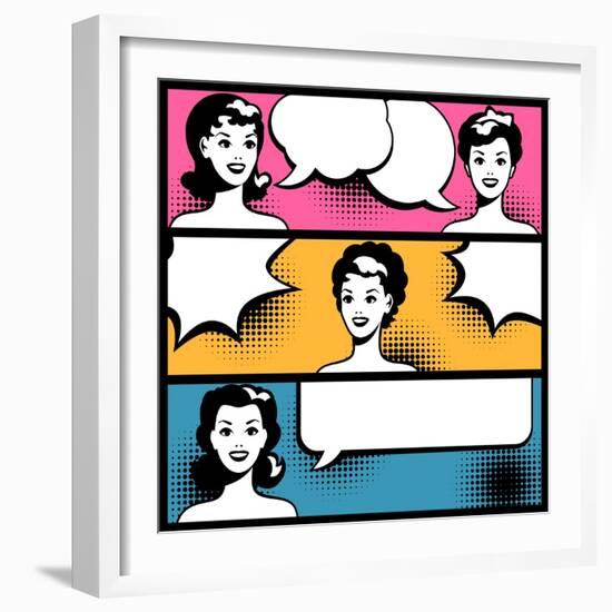 Illustration of Girl in Style Pop Art-incomible-Framed Art Print