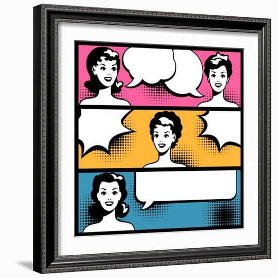 Illustration of Girl in Style Pop Art-incomible-Framed Art Print