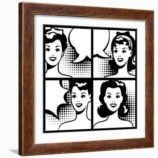 Illustration of Girl in Style Pop Art-incomible-Framed Art Print