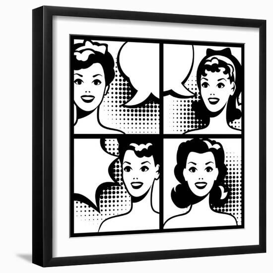 Illustration of Girl in Style Pop Art-incomible-Framed Art Print