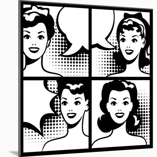 Illustration of Girl in Style Pop Art-incomible-Mounted Art Print