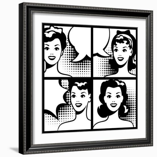 Illustration of Girl in Style Pop Art-incomible-Framed Art Print