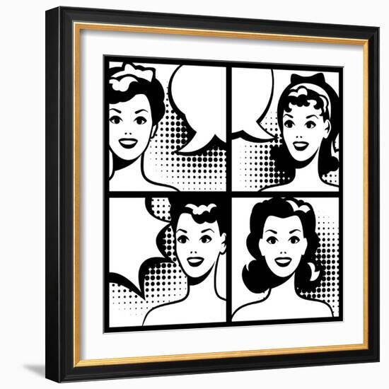 Illustration of Girl in Style Pop Art-incomible-Framed Art Print