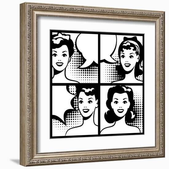 Illustration of Girl in Style Pop Art-incomible-Framed Art Print