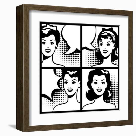 Illustration of Girl in Style Pop Art-incomible-Framed Art Print