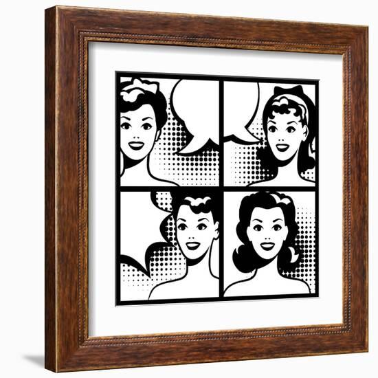 Illustration of Girl in Style Pop Art-incomible-Framed Art Print