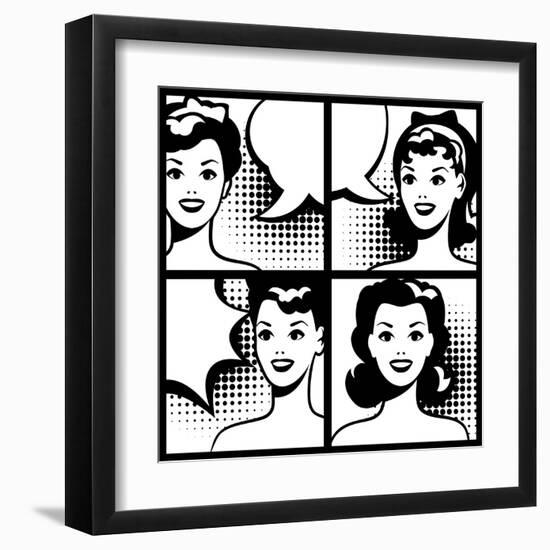 Illustration of Girl in Style Pop Art-incomible-Framed Art Print