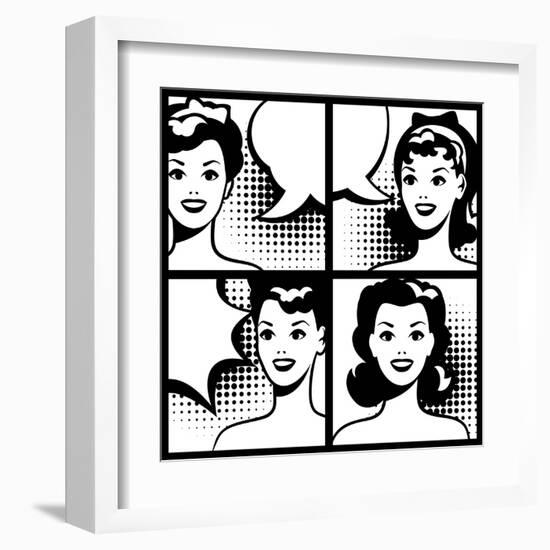 Illustration of Girl in Style Pop Art-incomible-Framed Art Print