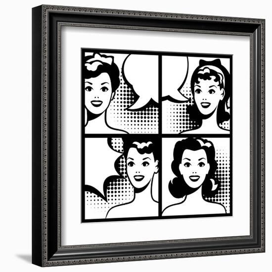 Illustration of Girl in Style Pop Art-incomible-Framed Art Print