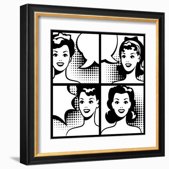 Illustration of Girl in Style Pop Art-incomible-Framed Art Print