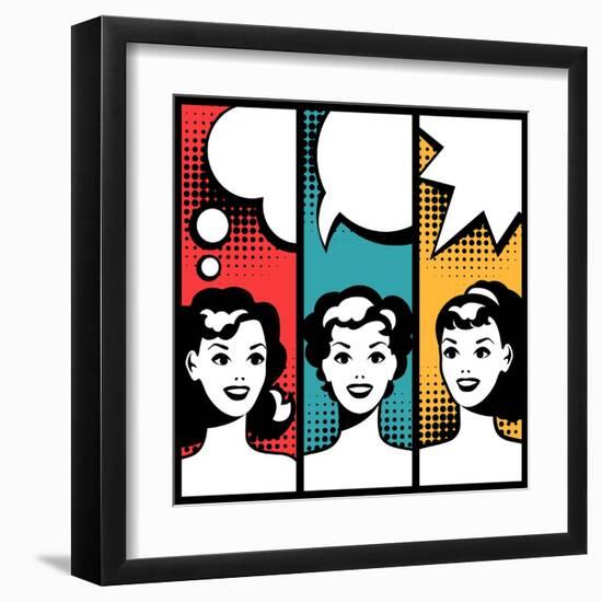 Illustration of Girl in Style Pop Art-incomible-Framed Art Print