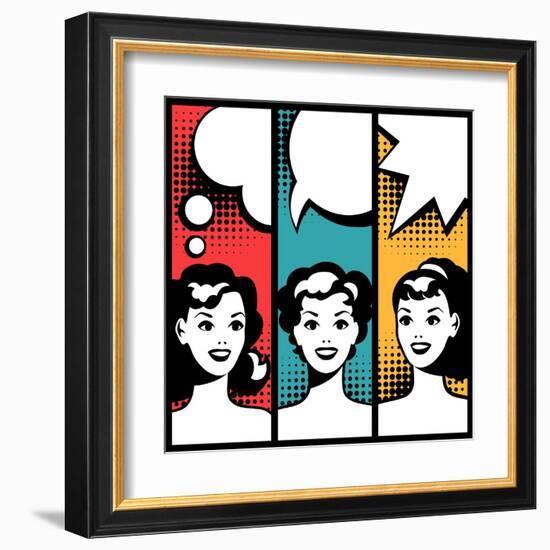 Illustration of Girl in Style Pop Art-incomible-Framed Art Print