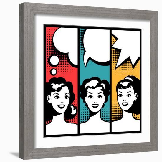 Illustration of Girl in Style Pop Art-incomible-Framed Art Print