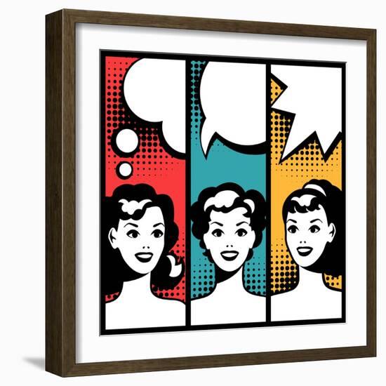 Illustration of Girl in Style Pop Art-incomible-Framed Art Print