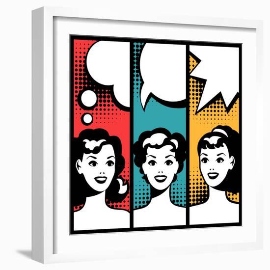 Illustration of Girl in Style Pop Art-incomible-Framed Art Print