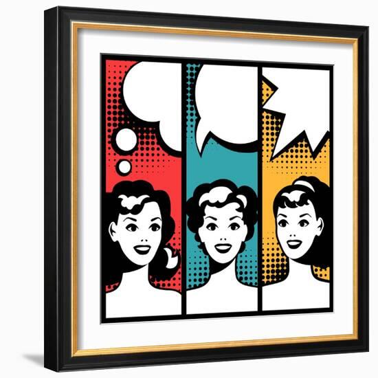 Illustration of Girl in Style Pop Art-incomible-Framed Art Print