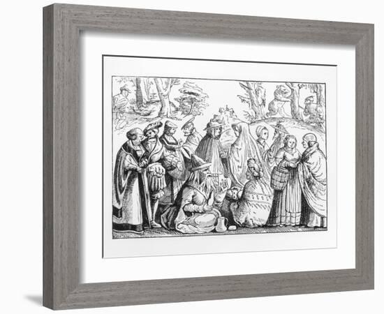 Illustration of Gypsy Fortune Tellers after a 16th-Century Woodcut-null-Framed Giclee Print