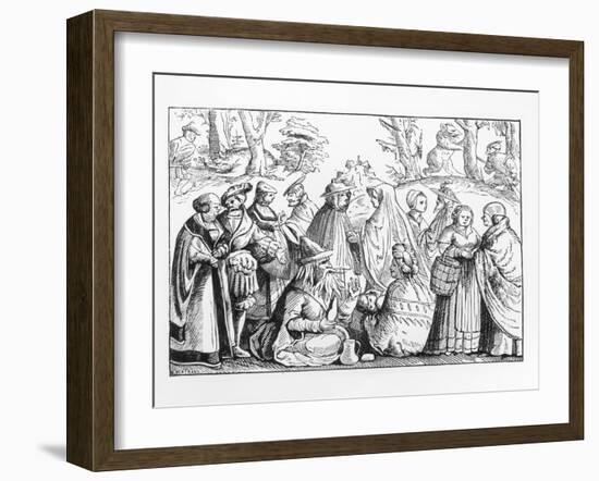 Illustration of Gypsy Fortune Tellers after a 16th-Century Woodcut-null-Framed Giclee Print