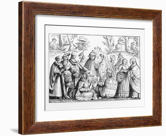 Illustration of Gypsy Fortune Tellers after a 16th-Century Woodcut-null-Framed Giclee Print