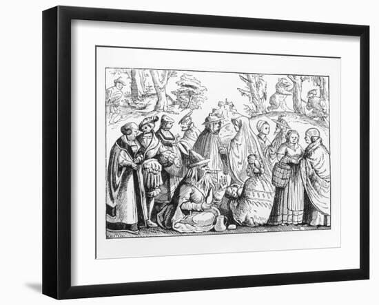 Illustration of Gypsy Fortune Tellers after a 16th-Century Woodcut-null-Framed Giclee Print