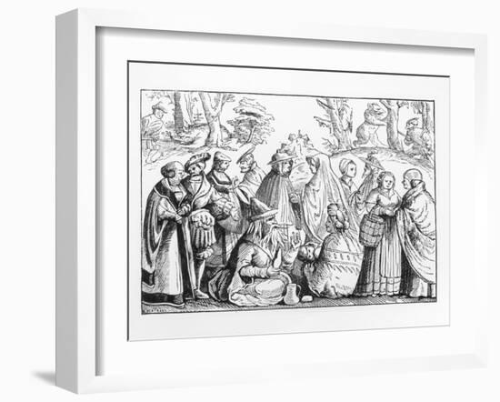 Illustration of Gypsy Fortune Tellers after a 16th-Century Woodcut-null-Framed Giclee Print