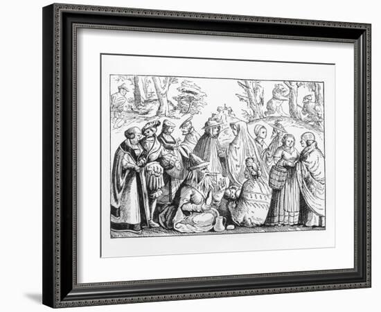 Illustration of Gypsy Fortune Tellers after a 16th-Century Woodcut-null-Framed Giclee Print