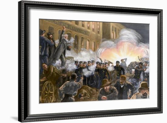 Illustration of Haymarket Riot in Chicago-T. De Thulstrup-Framed Giclee Print