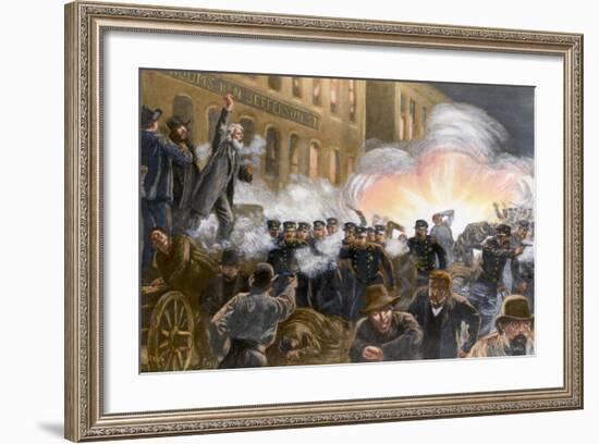 Illustration of Haymarket Riot in Chicago-T. De Thulstrup-Framed Giclee Print