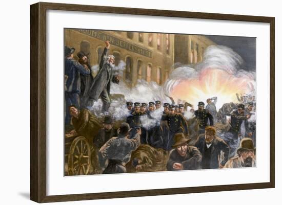 Illustration of Haymarket Riot in Chicago-T. De Thulstrup-Framed Giclee Print