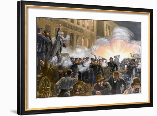 Illustration of Haymarket Riot in Chicago-T. De Thulstrup-Framed Giclee Print