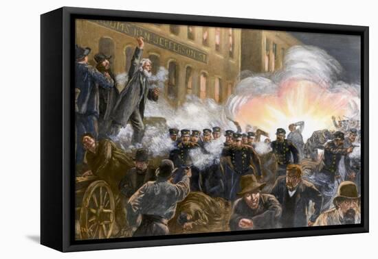 Illustration of Haymarket Riot in Chicago-T. De Thulstrup-Framed Premier Image Canvas