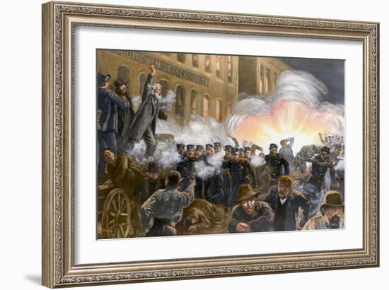 Illustration of Haymarket Riot in Chicago-T. De Thulstrup-Framed Giclee Print