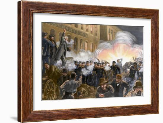 Illustration of Haymarket Riot in Chicago-T. De Thulstrup-Framed Giclee Print